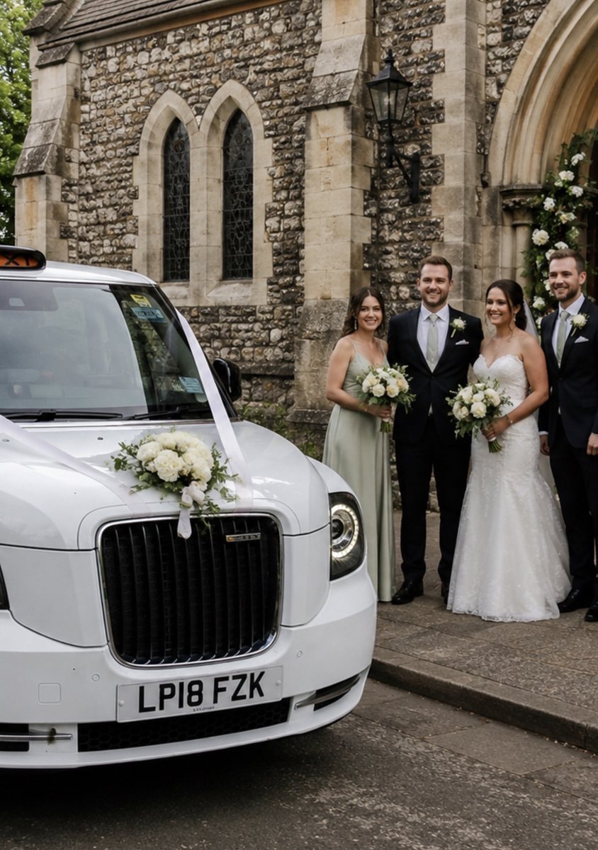 Bride and groom wedding taxi hire London