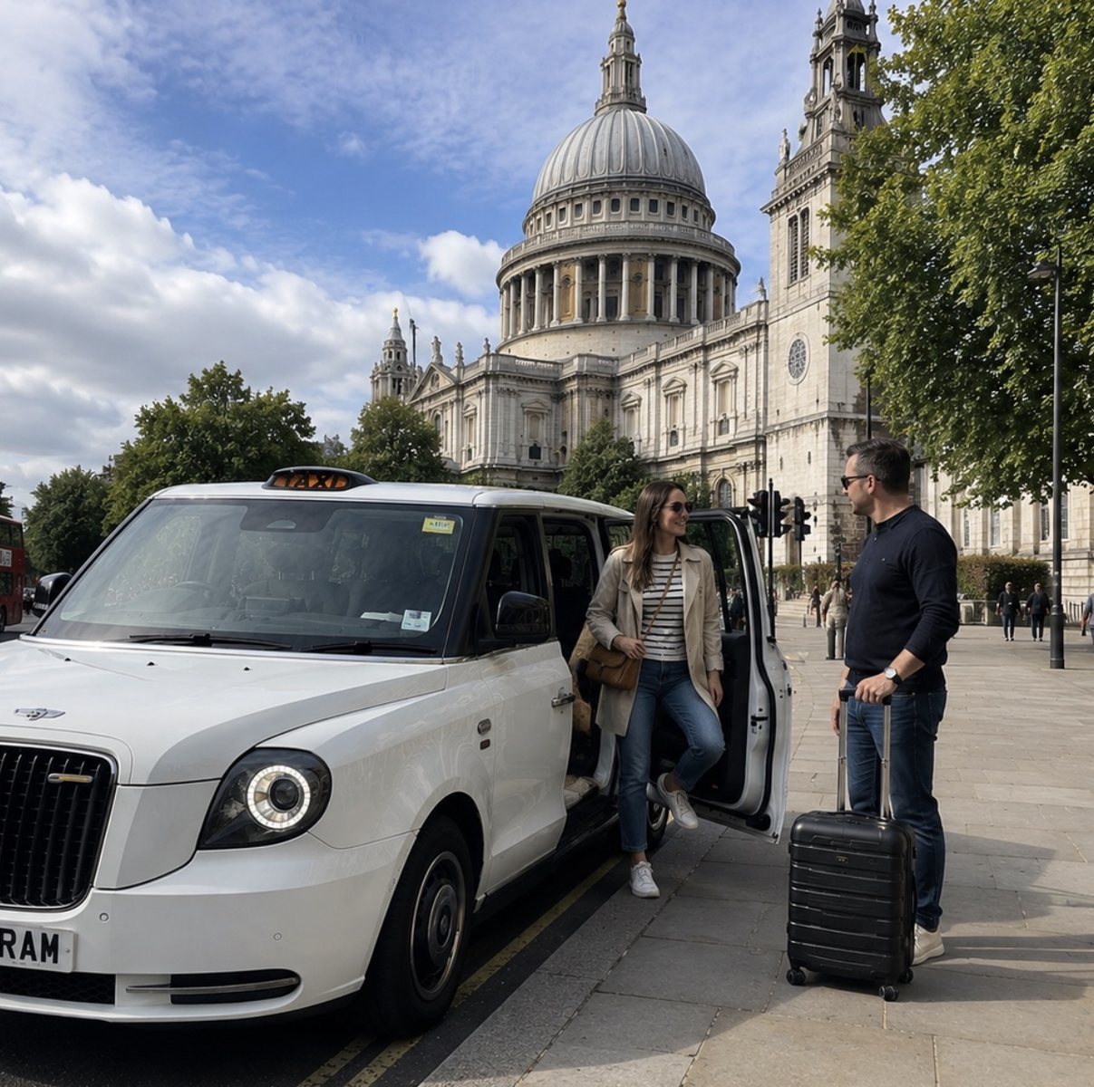 Passenger pickup outside St Paul's Cathedral London